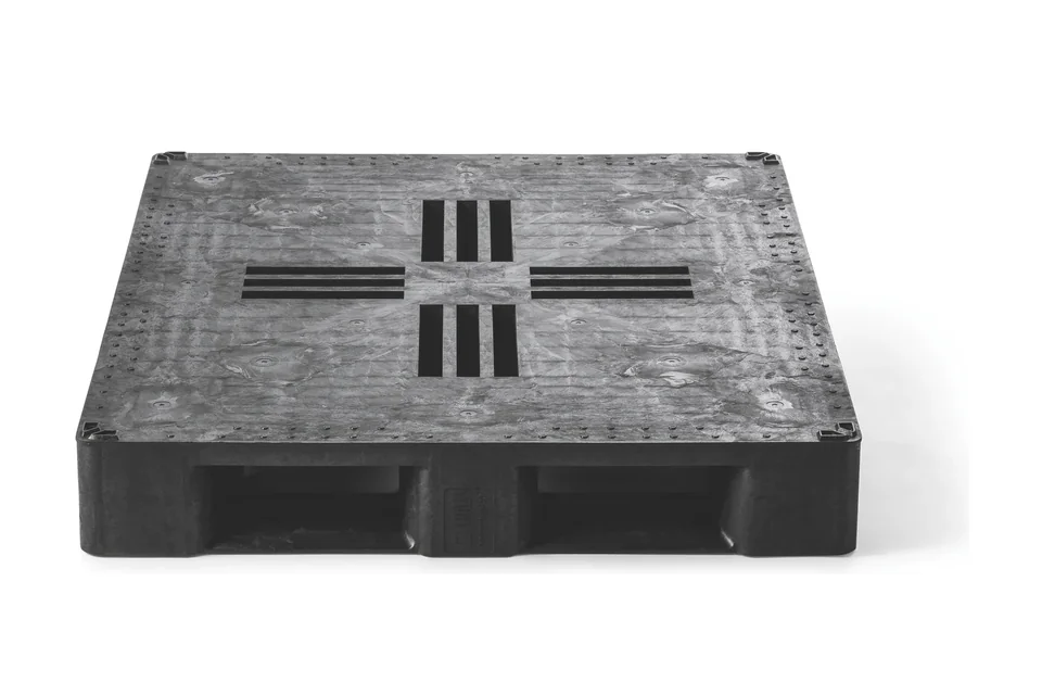 Kunststof pallet 1200 x 1000 x 158 gesloten dek 6 onderlatten heavy – Foto 3