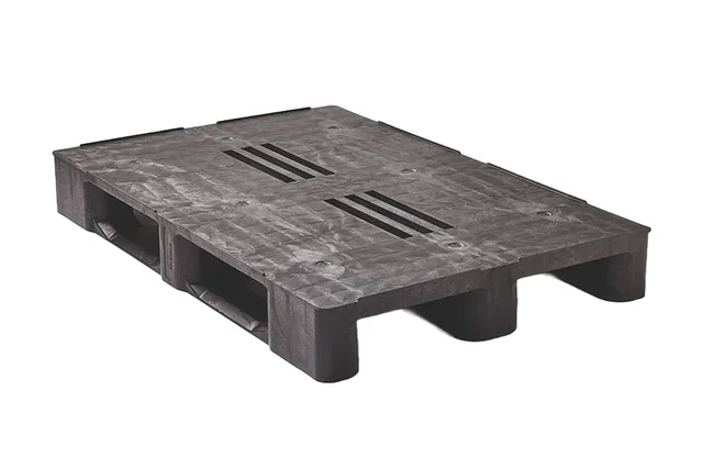 Kunststof pallet 1200 x 800 x 145 gesloten dek 3 onderlatten medium
