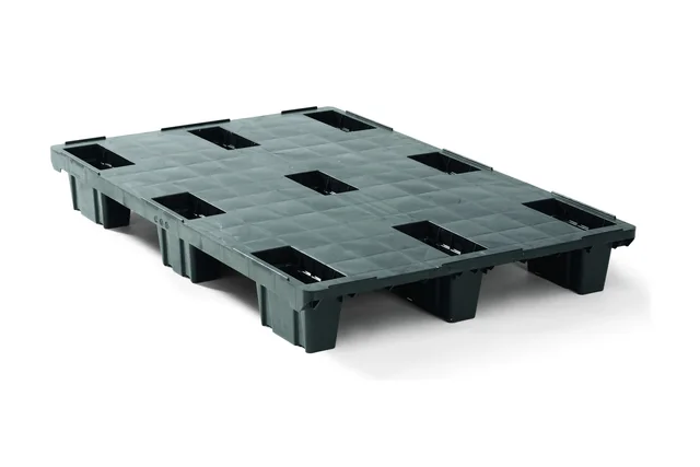 Kunststof pallet 1200 x 800 x 149 gesloten dek 9 pootjes light
